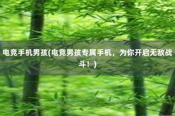 电竞手机男孩(电竞男孩专属手机，为你开启无敌战斗！)